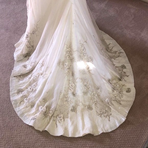 Lazaro Couture Silk Organza Bridal Gown Street Sz 6/Label 10 - Picture 8 of 12